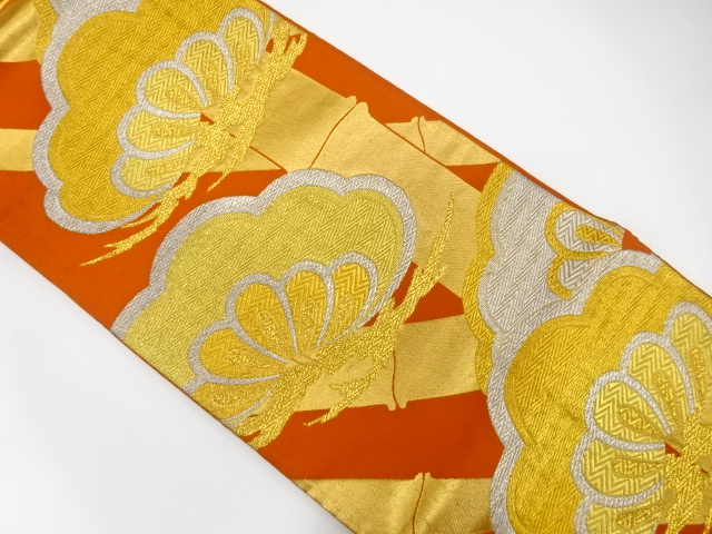 JAPANESE KIMONO / ANTIQUE FUKURO OBI / SILK / WOVEN BAMBOO & PINE